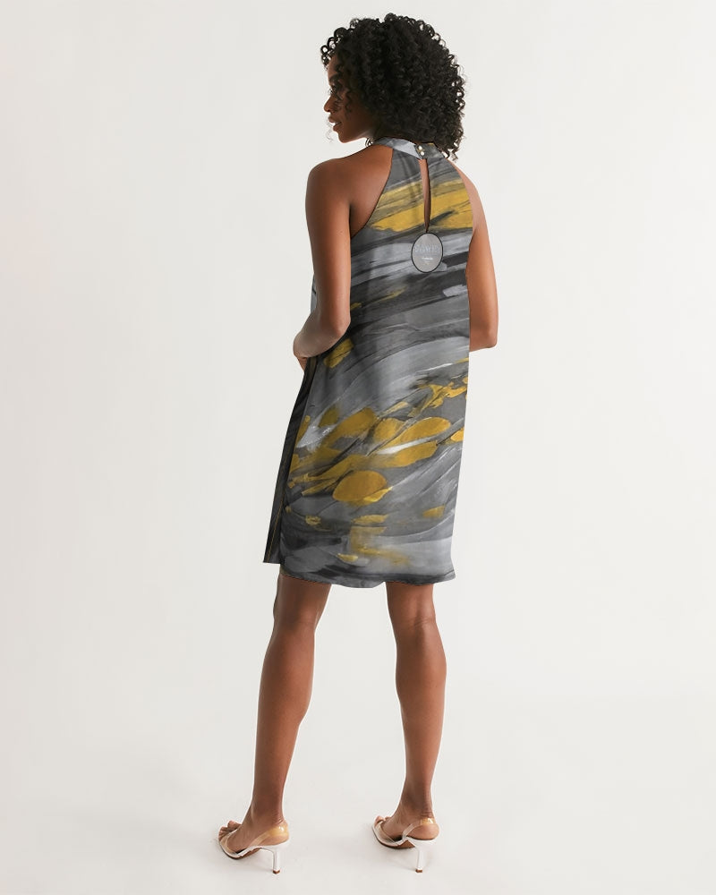 Black Sister Collection [Part 2 ] Women's All-Over Print Halter Dress