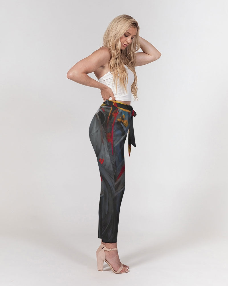 Asian collection [Part 1] Women's All-Over Print Belted Tapered Pants