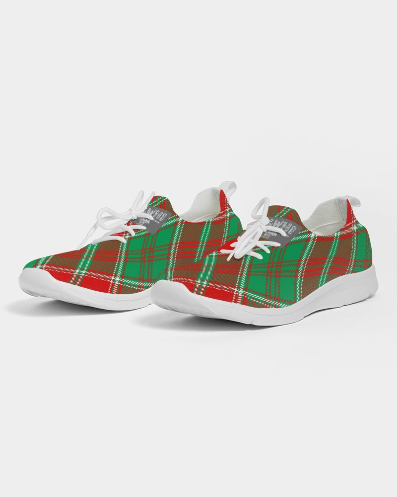 Red & Green cross pattern Men's Lace Up Flyknit Shoe