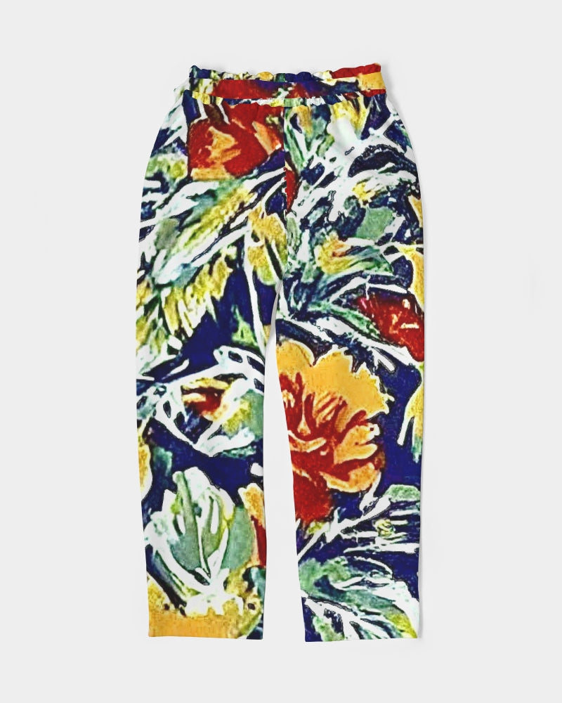 Painted flower design Women's All-Over Print Belted Tapered Pants