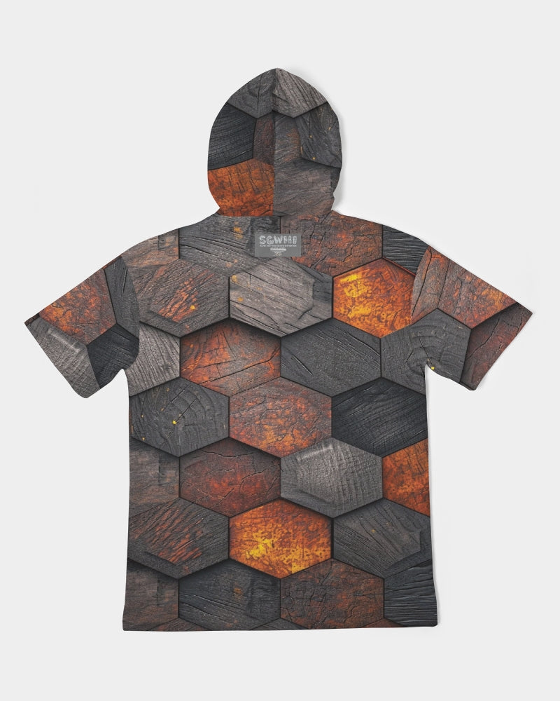 Cool stone hexagon patten 3D Men's All-Over Print Premium Heavyweight Short Sleeve Hoodie