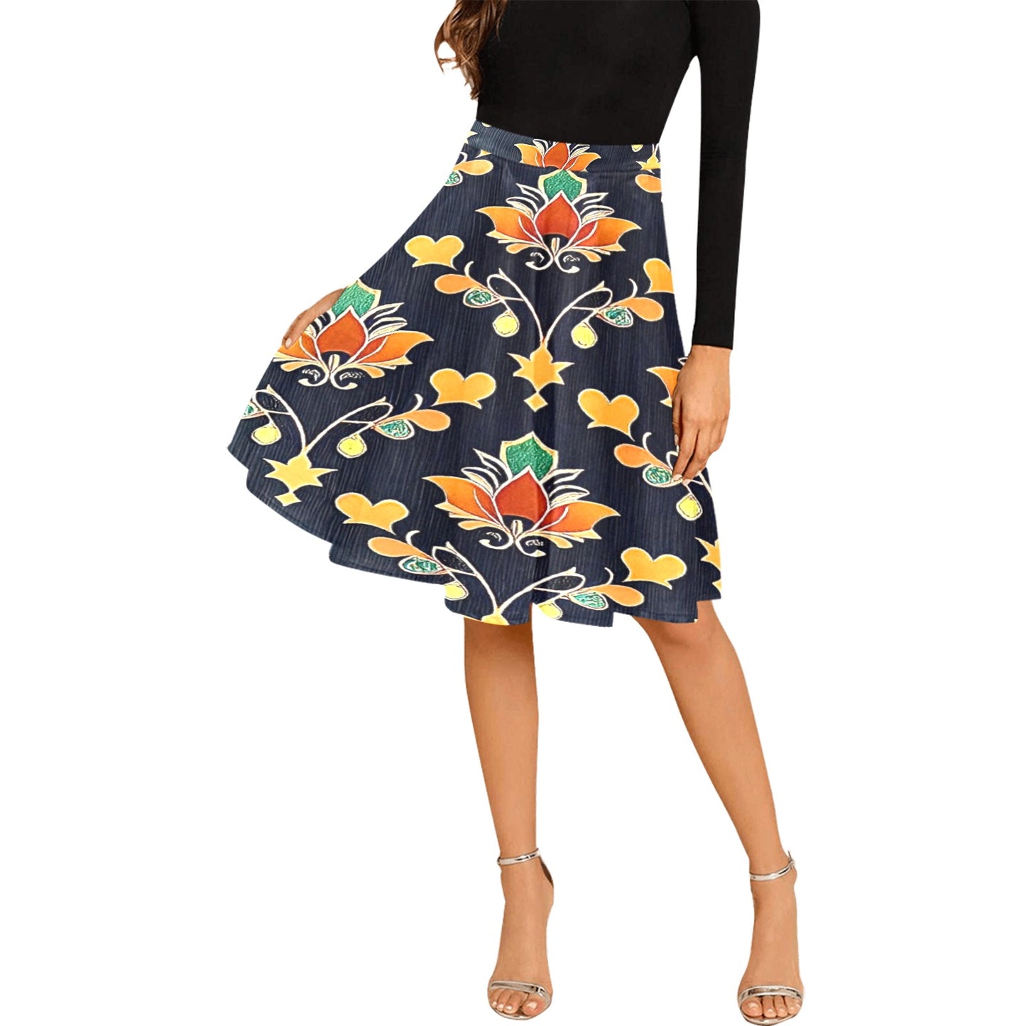 Women's Pleated Midi Skirt (Model D15)