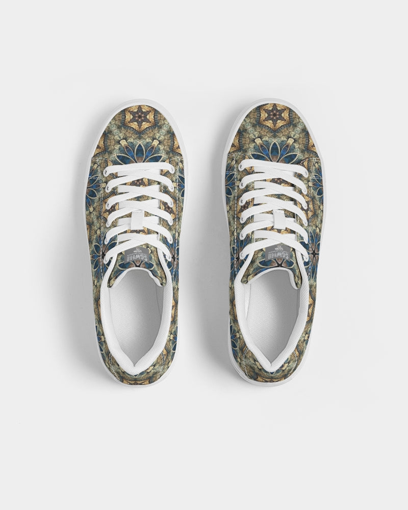 Green & Dark Blue almost star pattern. Men's Faux-Leather Sneaker