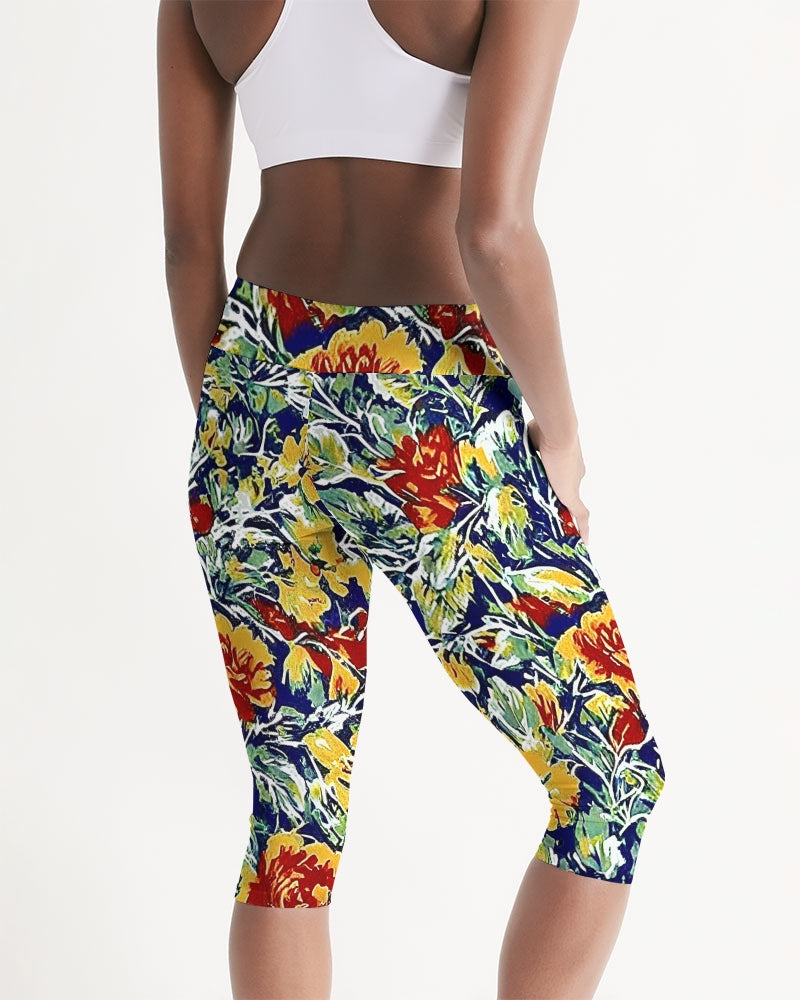 Painted floor design Women's All-Over Print Mid-Rise Capri