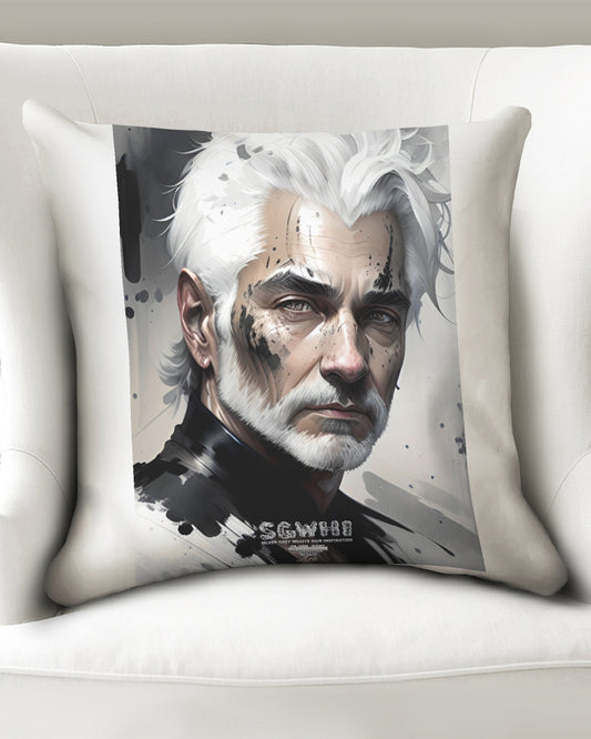 White silver grey fox King Throw Pillow Case 20"x20"