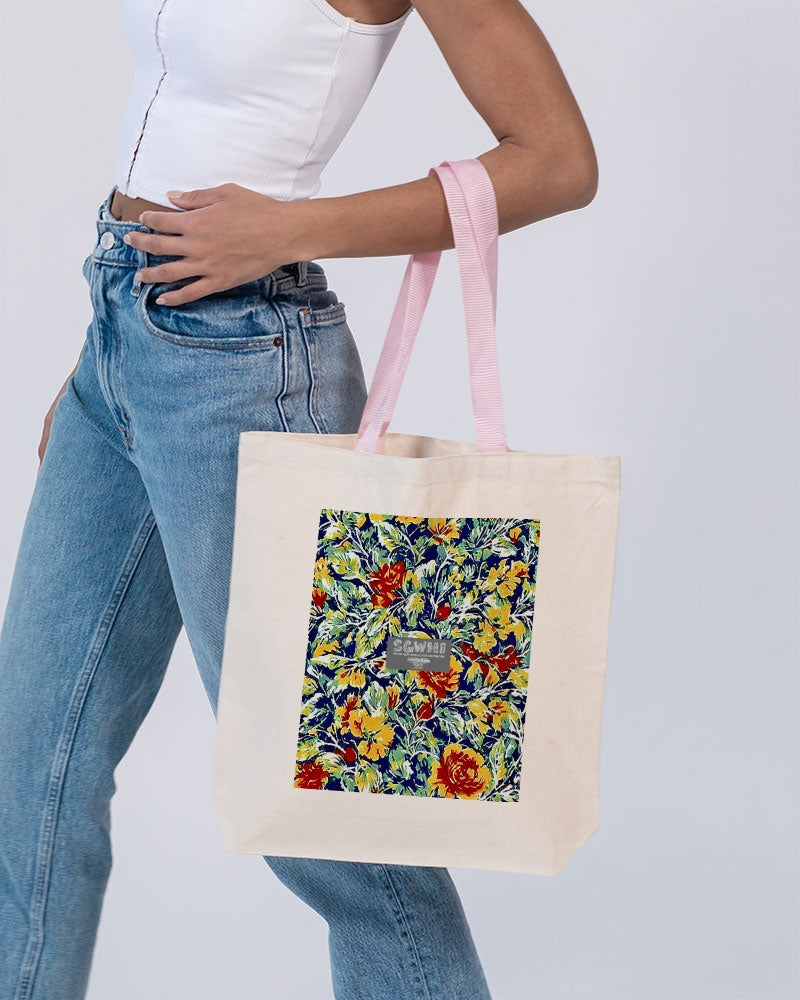 Painted floor design Canvas Tote with Contrast-Color Handles | Q-Tees