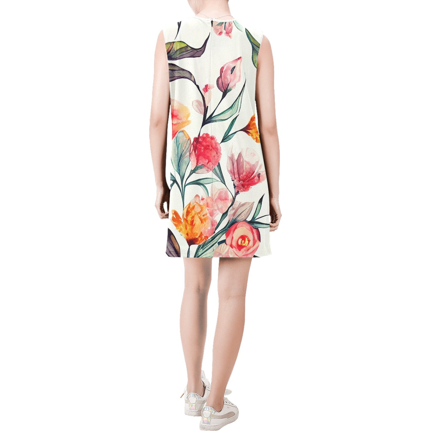 Sleeveless Round Neck Shift Dress (Model D51)