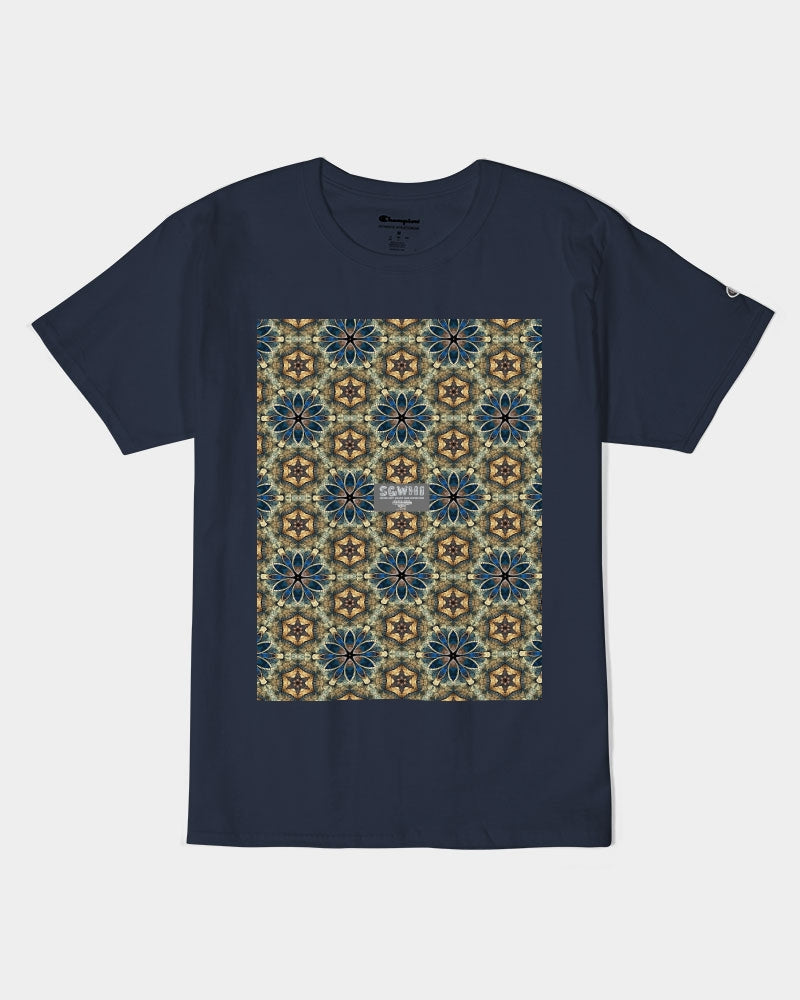 Green & Dark Blue almost star pattern. Unisex Tee | Champion