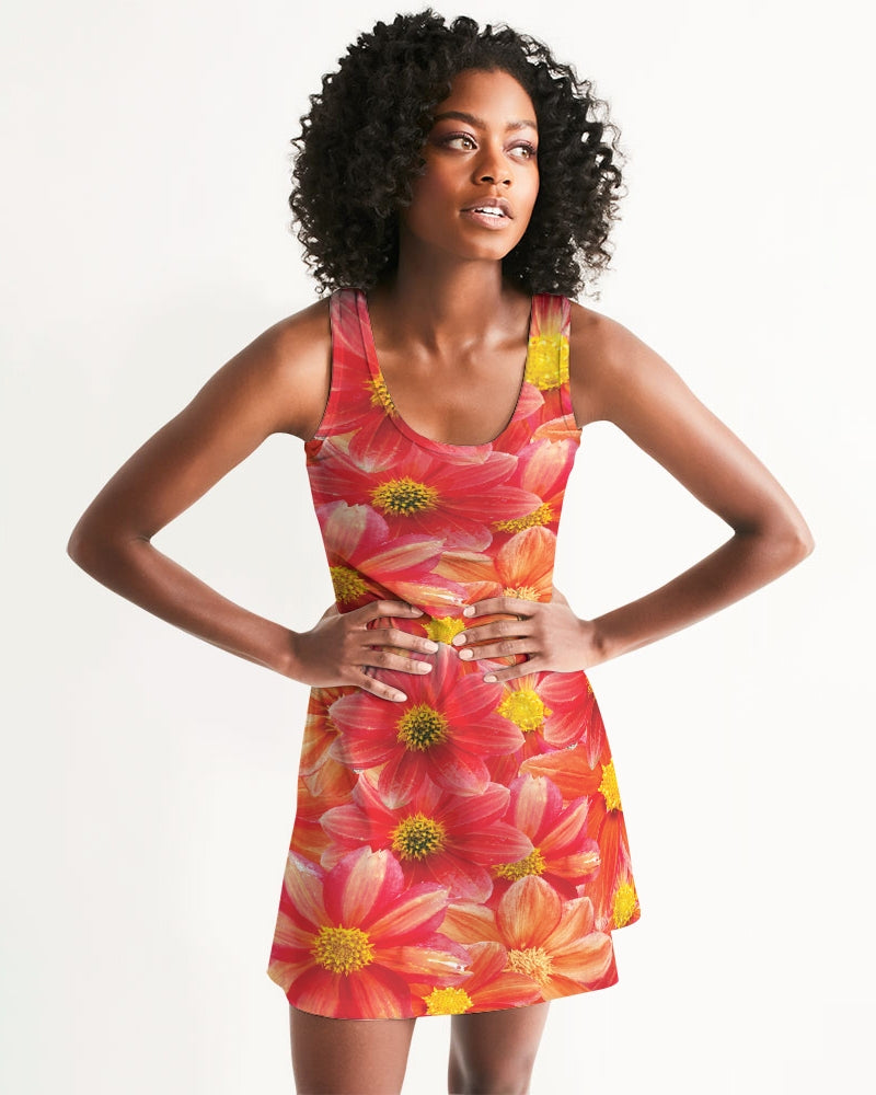 Beautiful blood orange flower design Women's All-Over Print Racerback Dress