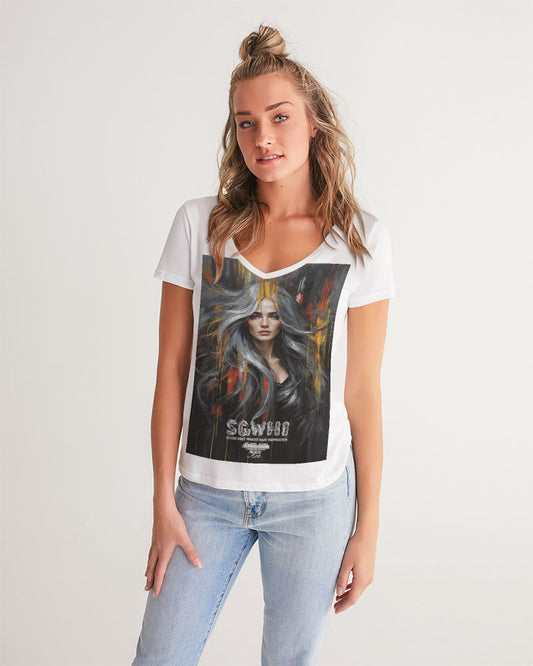 Beautiful white Sister [Part two collection] Women's All-Over Print V-Neck Tee