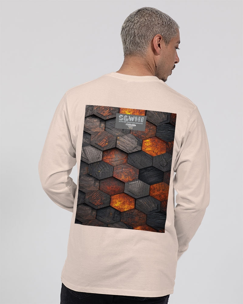 Cool stone hexagon patten 3D Unisex Long Sleeve Tee | Lane Seven