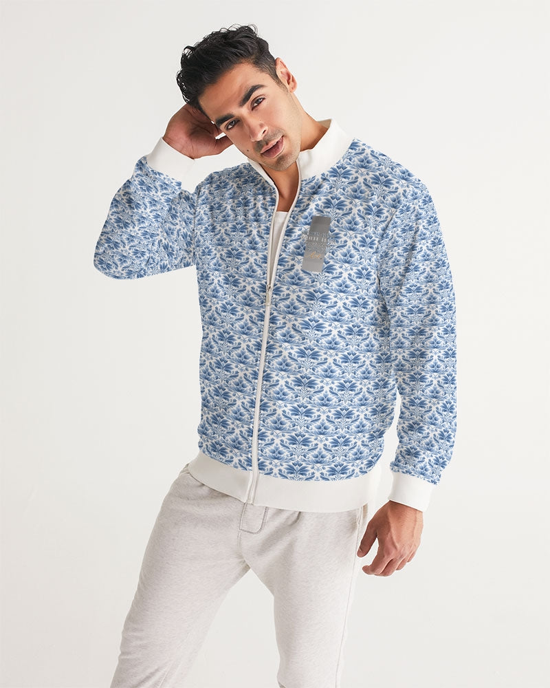 light blue Royal patten  Men's All-Over Print Track Jacket