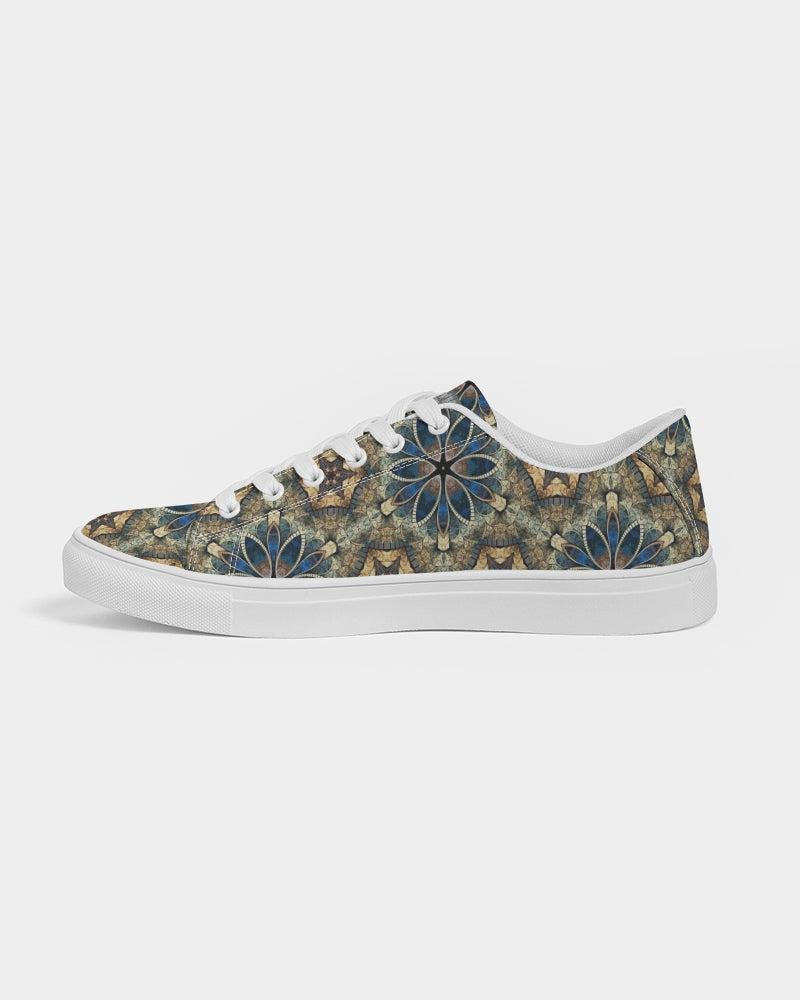 Green & Dark Blue almost star pattern. Men's Faux-Leather Sneaker