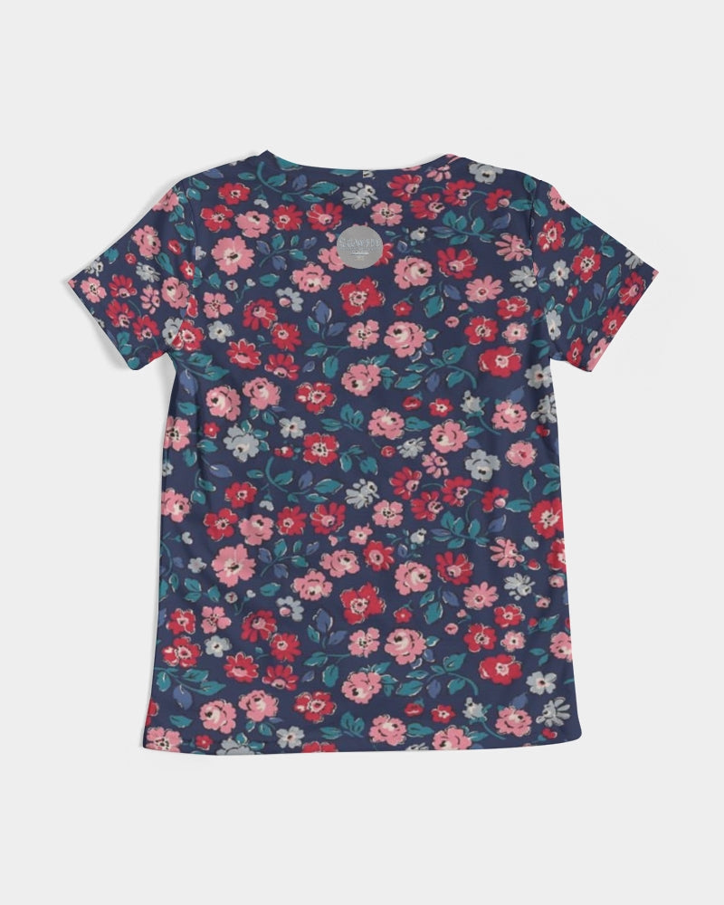 Midnight blue pretty glance.  Women's All-Over Print V-Neck Tee