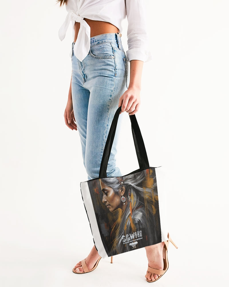 South Asian silver grey white hair sisters portrait [2] Canvas Zip Tote