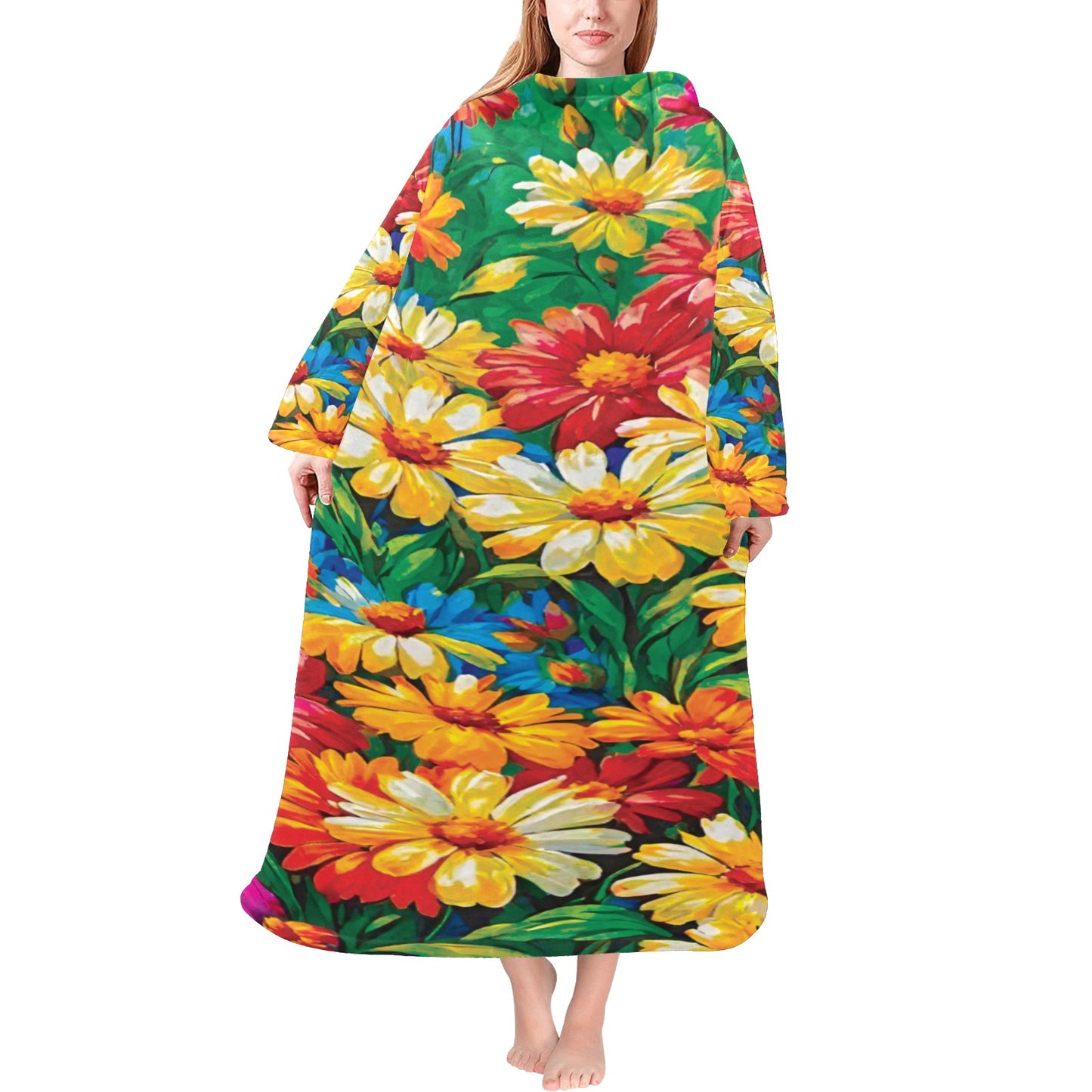 Blanket Robe with Sleeves for Adults