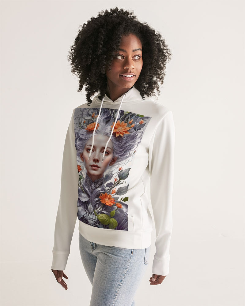 Beautiful white sister grey hair blossom Women's All-Over Print Hoodie