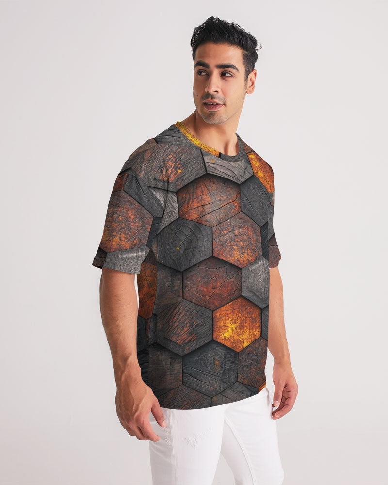 Cool stone hexagon patten 3D Men's All-Over Print Premium Heavyweight Tee