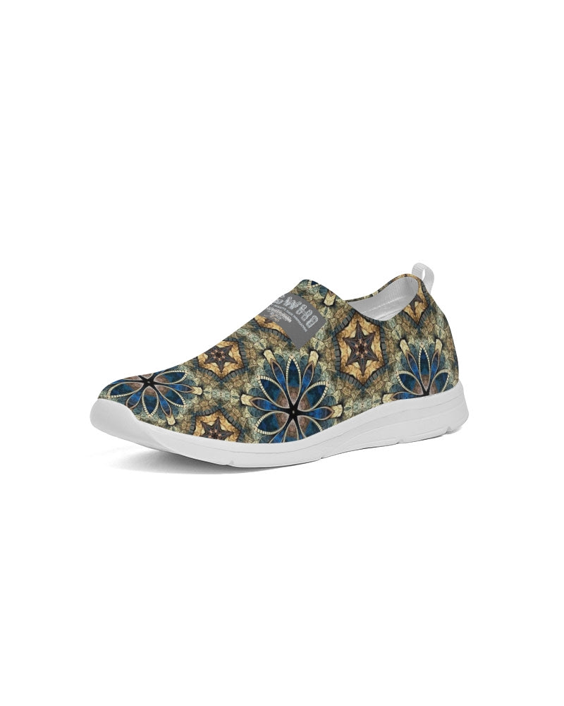 Green & Dark Blue almost star pattern. Men's Slip-On Flyknit Shoe