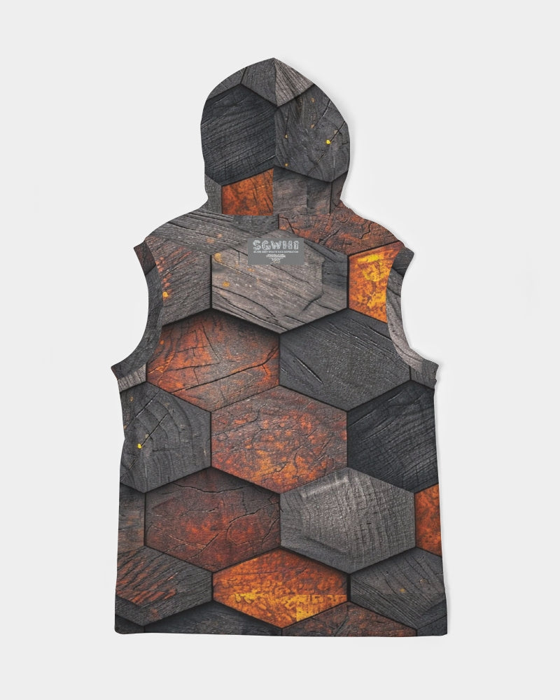 Cool stone hexagon patten 3D Men's All-Over Print Heavyweight Sleeveless Hoodie