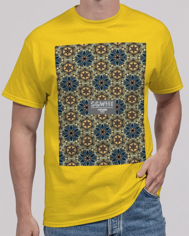 Green & Dark Blue almost star pattern. Unisex Heavy Cotton T-Shirt | Gildan