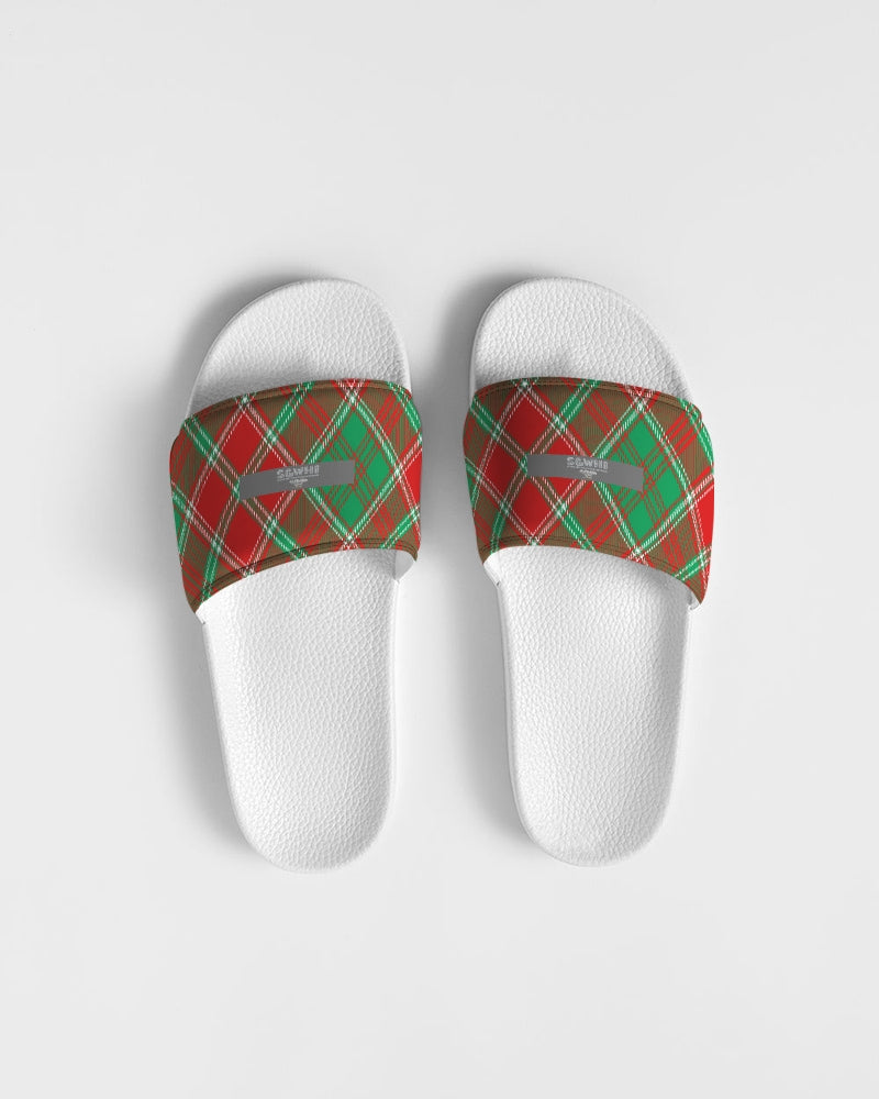 Red & Green cross pattern Men's Slide Sandal