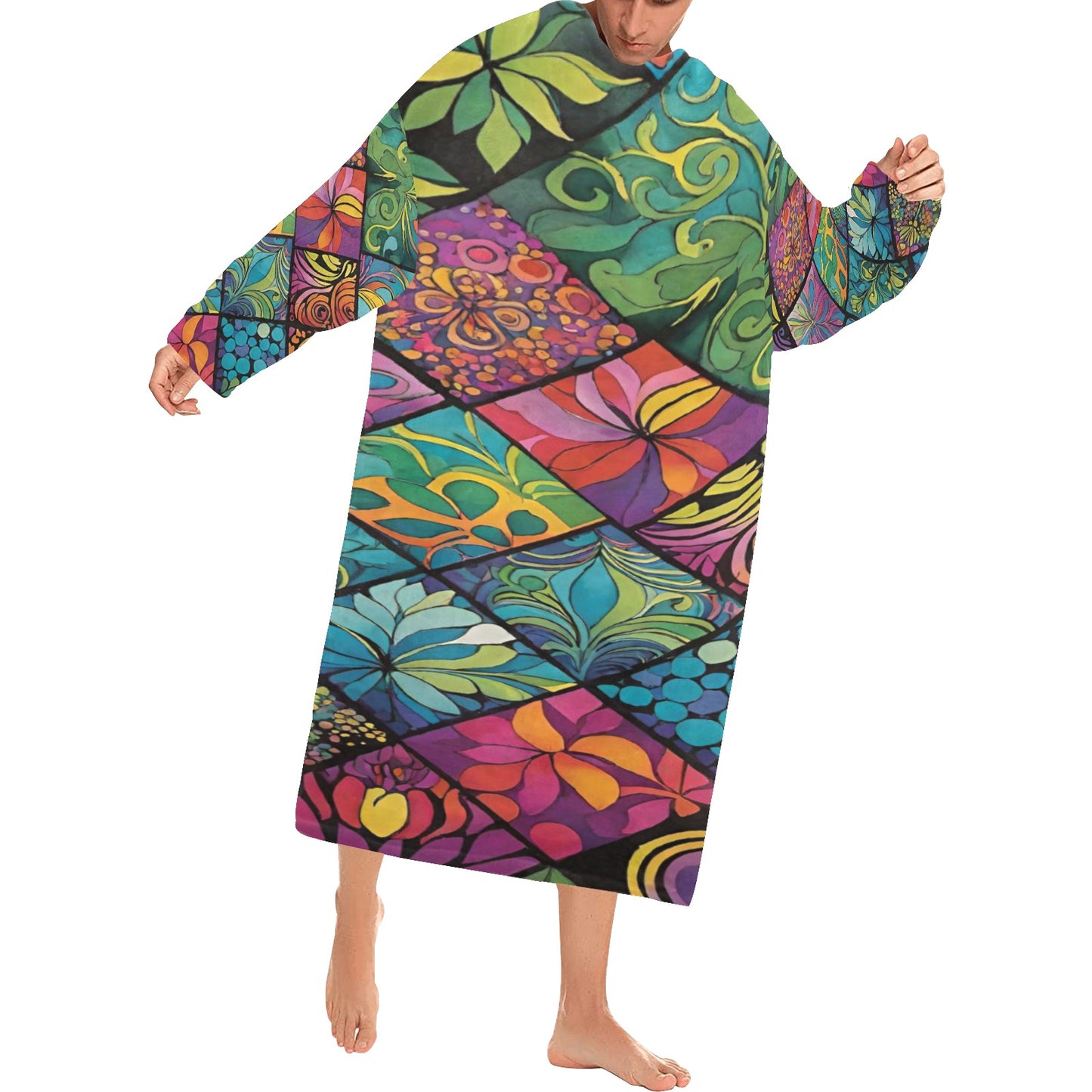 Blanket Robe with Sleeves for Adults