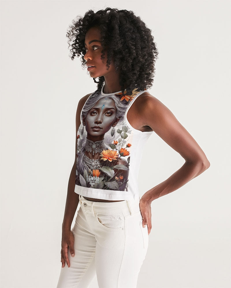 Blossom Indian Grey sister Women's All-Over Print Cropped Tank