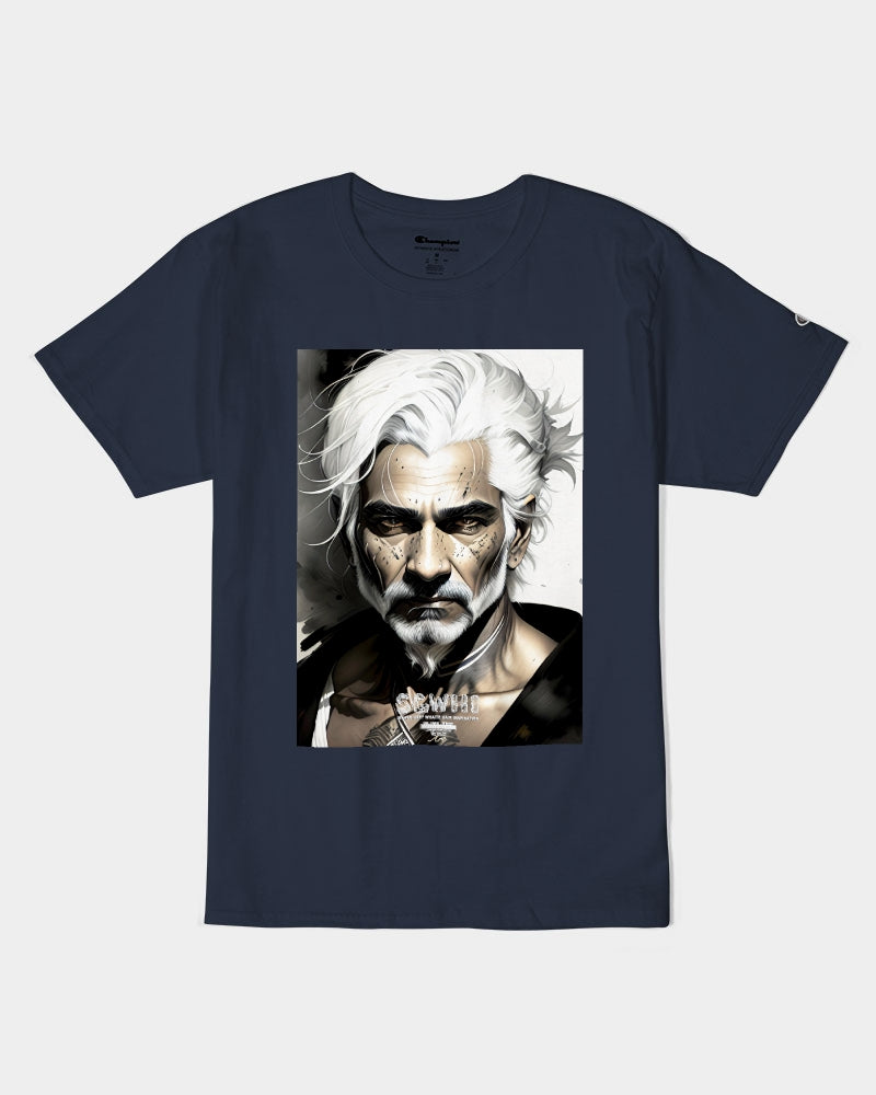 Handsome Silver grey Indian ink Portrait Unisex Tee | Champion