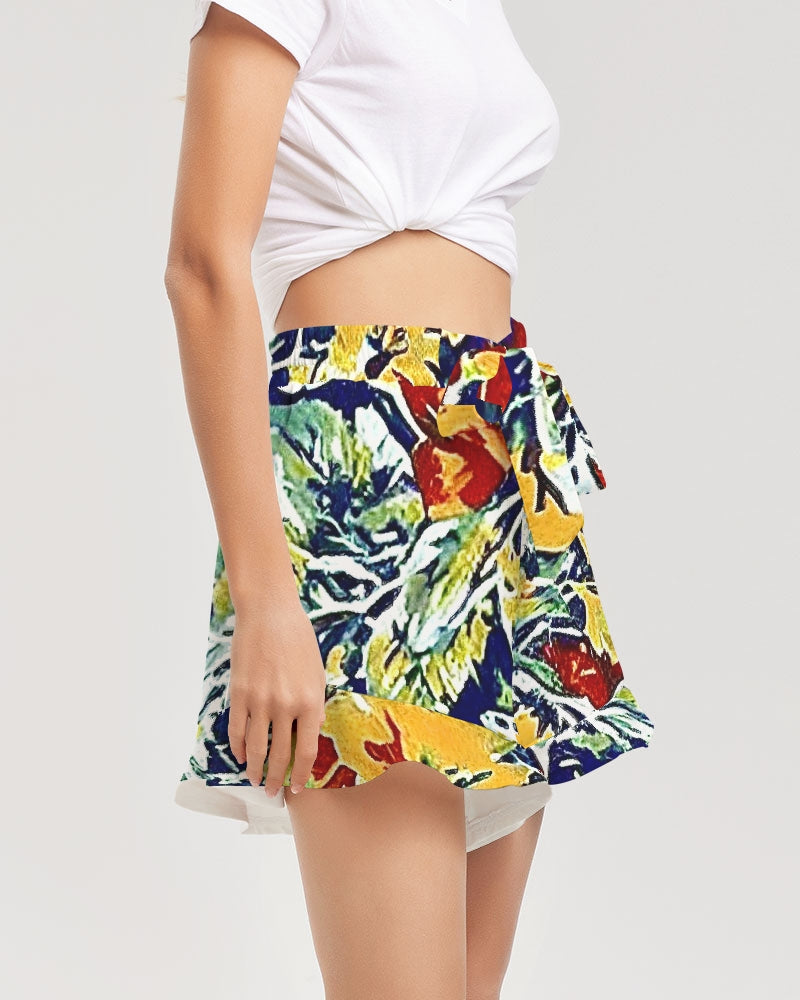 Painted floor design Women's All-Over Print Ruffle Shorts