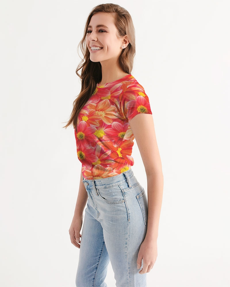 Beautiful blood orange flower design Women's All-Over Print Tee