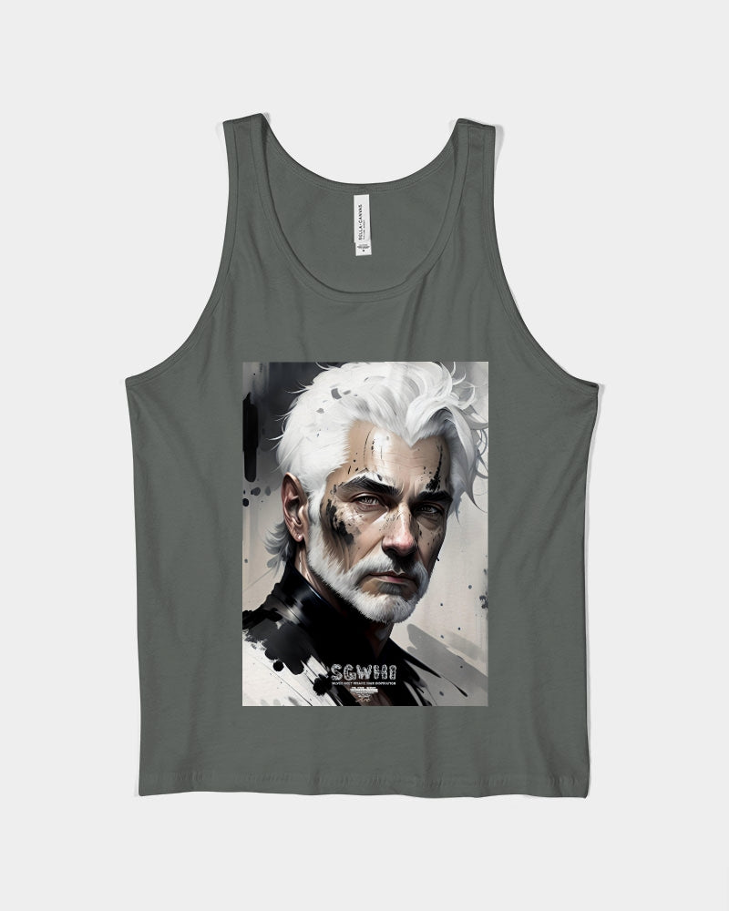 White silver grey fox King Unisex Jersey Tank | Bella + Canvas