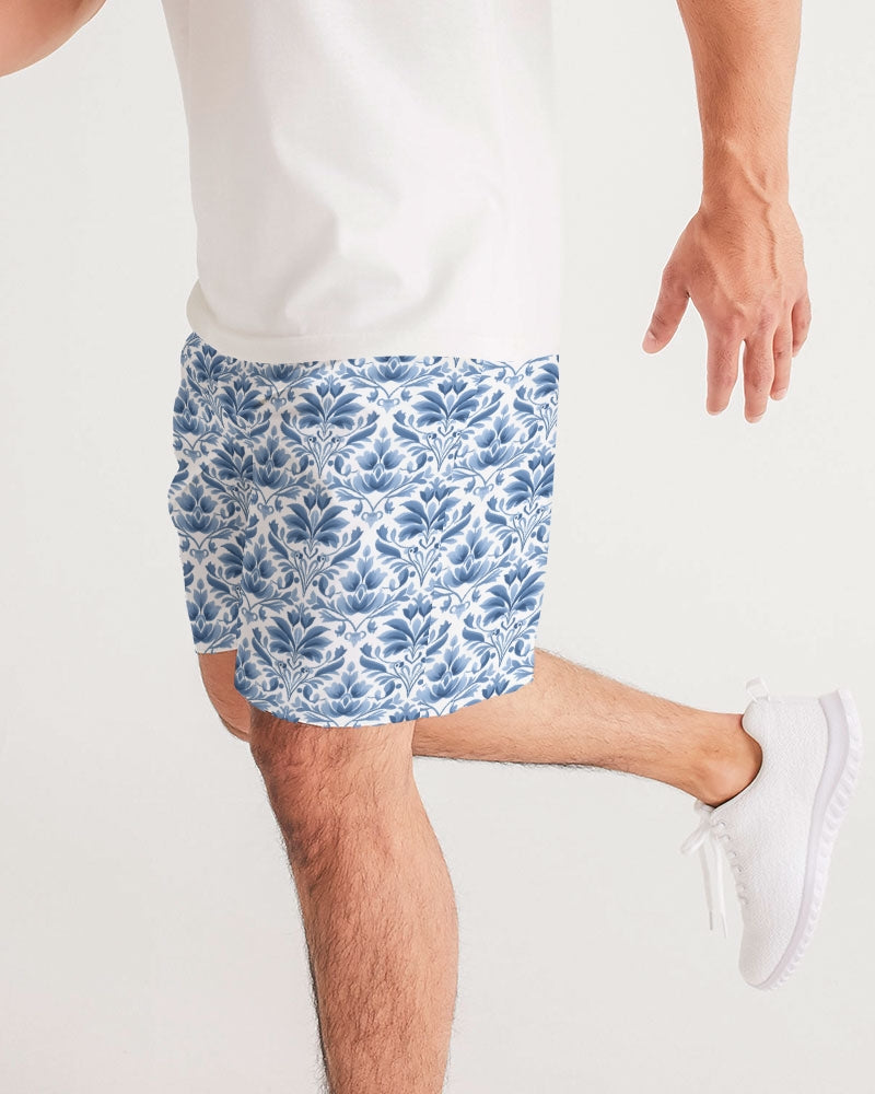 light blue Royal patten  Men's All-Over Print Jogger Shorts