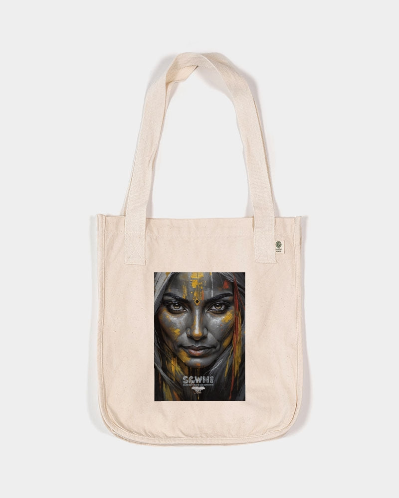 South Asian silver grey white hair sisters portrait [3] Organic Cotton Canvas Market Tote | Econscious