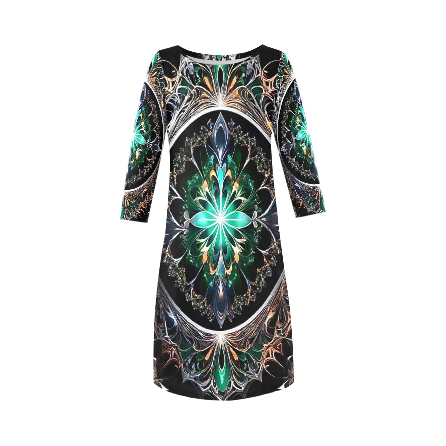 Women's Loose Round Neck Dress (Model D22)