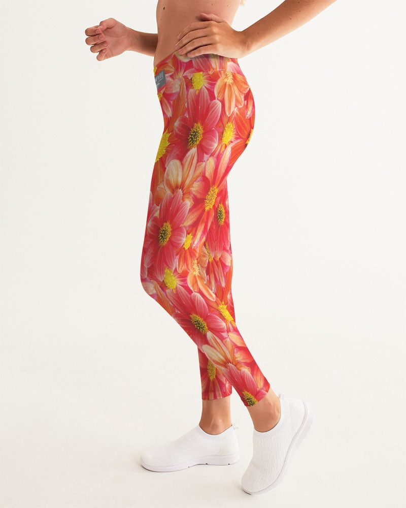 Beautiful blood orange flower design Women's All-Over Print Yoga Pants