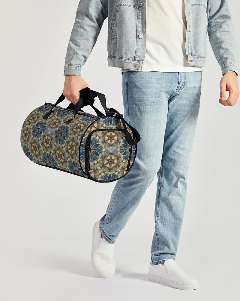 Green & Dark Blue almost star pattern. Sports Duffle Bag