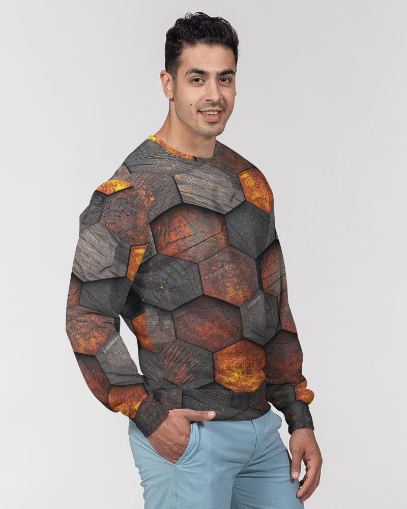 Cool stone hexagon patten 3D Men's All-Over Print Classic French Terry Crewneck Pullover