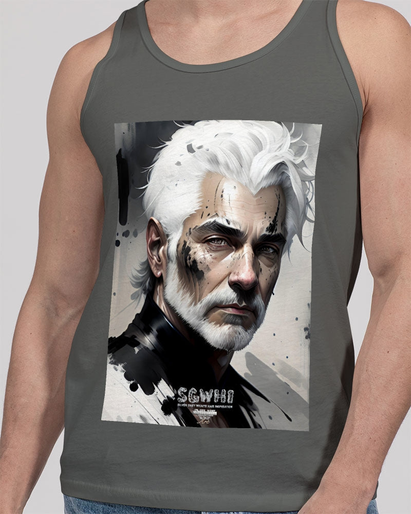 White silver grey fox King Unisex Jersey Tank | Bella + Canvas