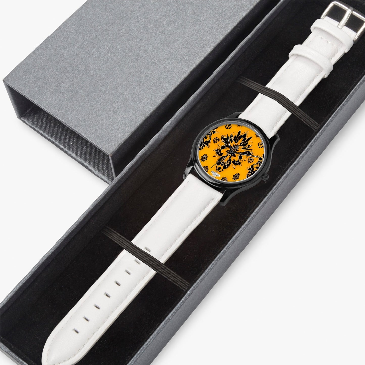 Orange and black royal pattern Black Type Classic Quartz Watch