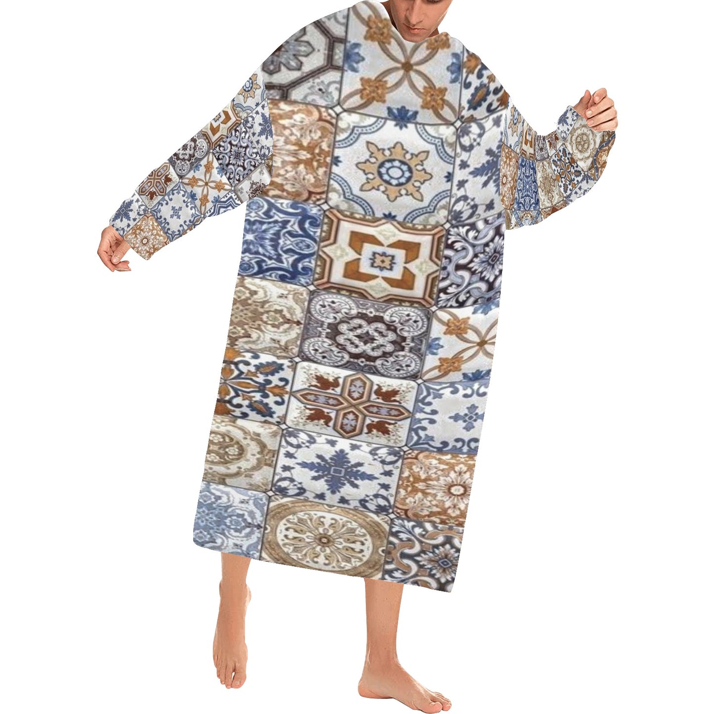 Blanket Robe with Sleeves for Adults