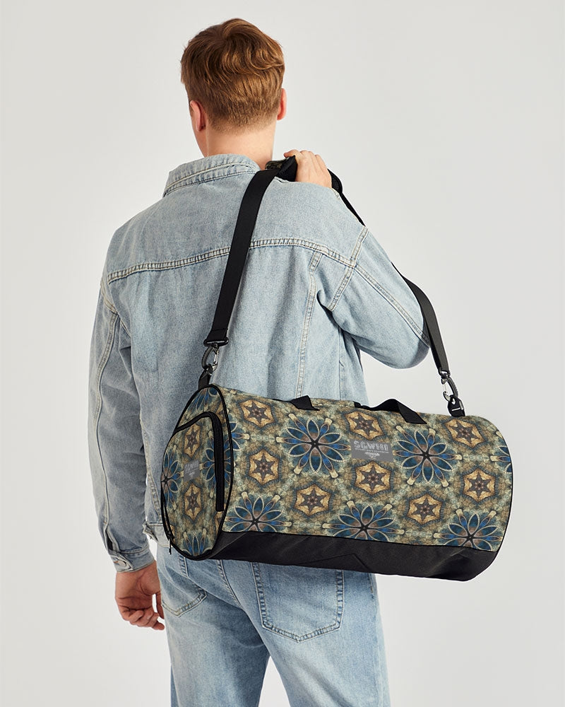 Green & Dark Blue almost star pattern. Sports Duffle Bag