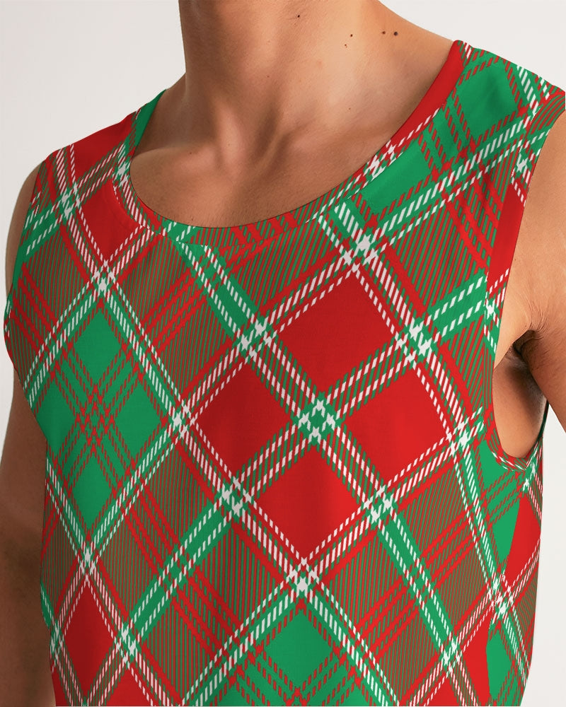 Red & Green cross pattern Men's All-Over Print Sport Tank