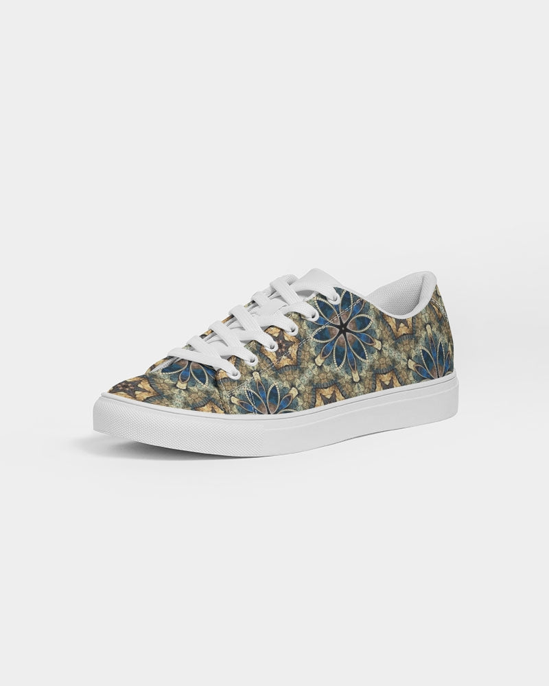 Green & Dark Blue almost star pattern. Men's Faux-Leather Sneaker