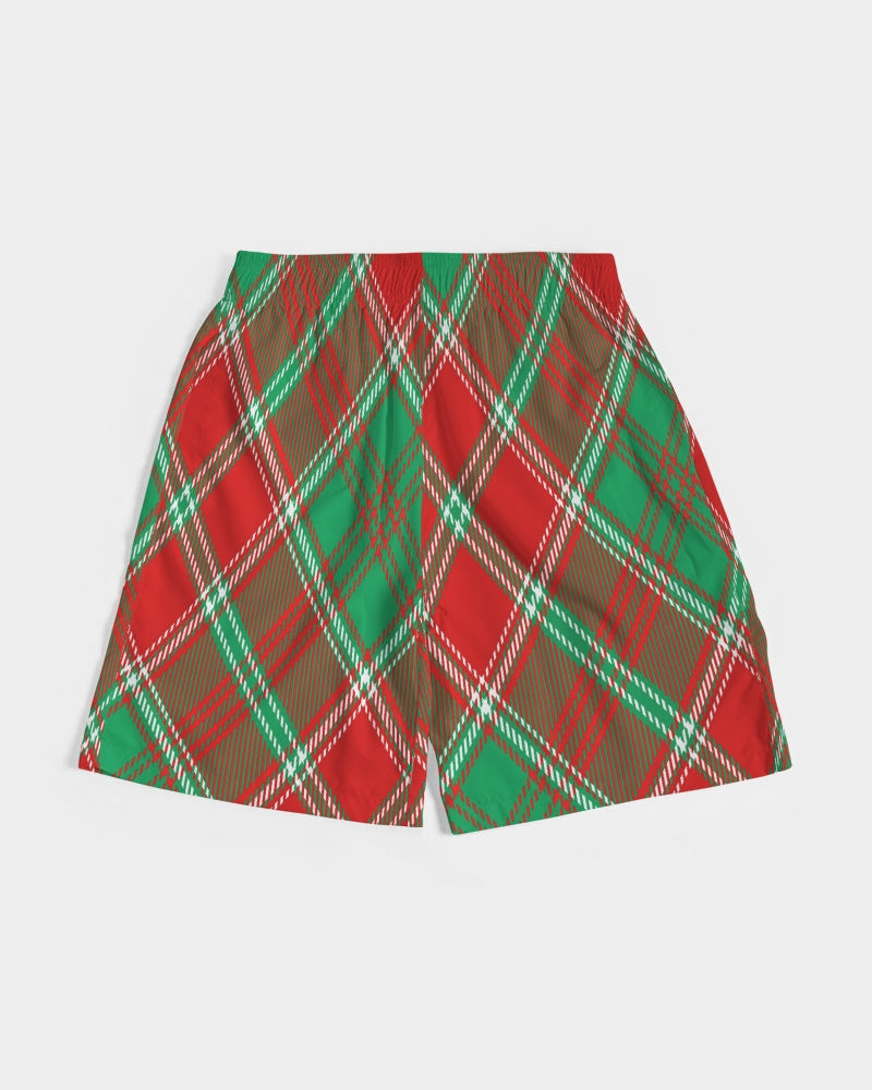 Red & Green cross pattern Men's All-Over Print Jogger Shorts