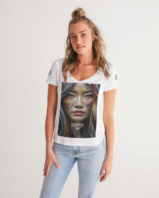 Asian Collection (Part 2 ) Women's All-Over Print V-Neck Tee