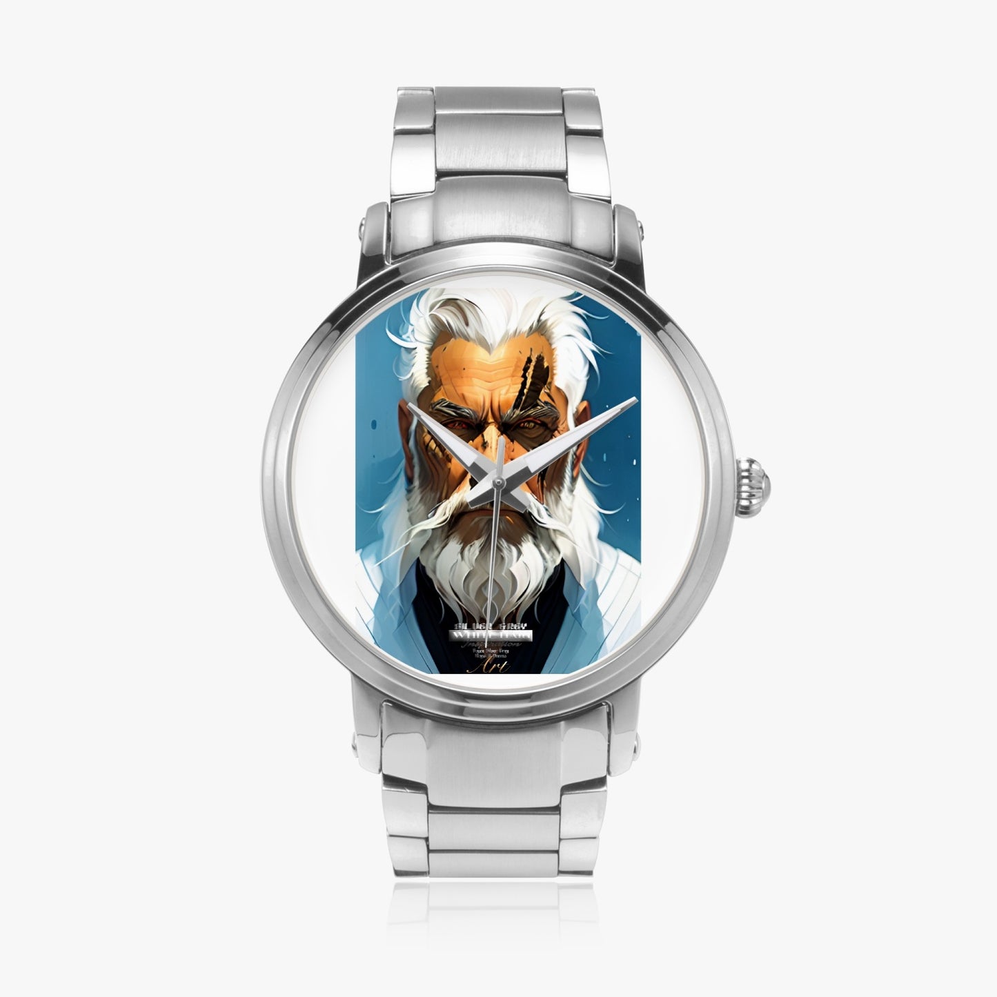 Silver bearded warrior. New Steel Strap Automatic Watch