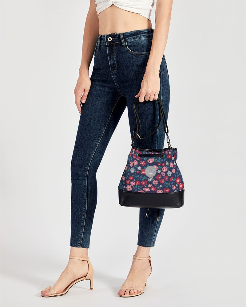 Midnight blue pretty glance.  Mini Drawstring Bucket Bag