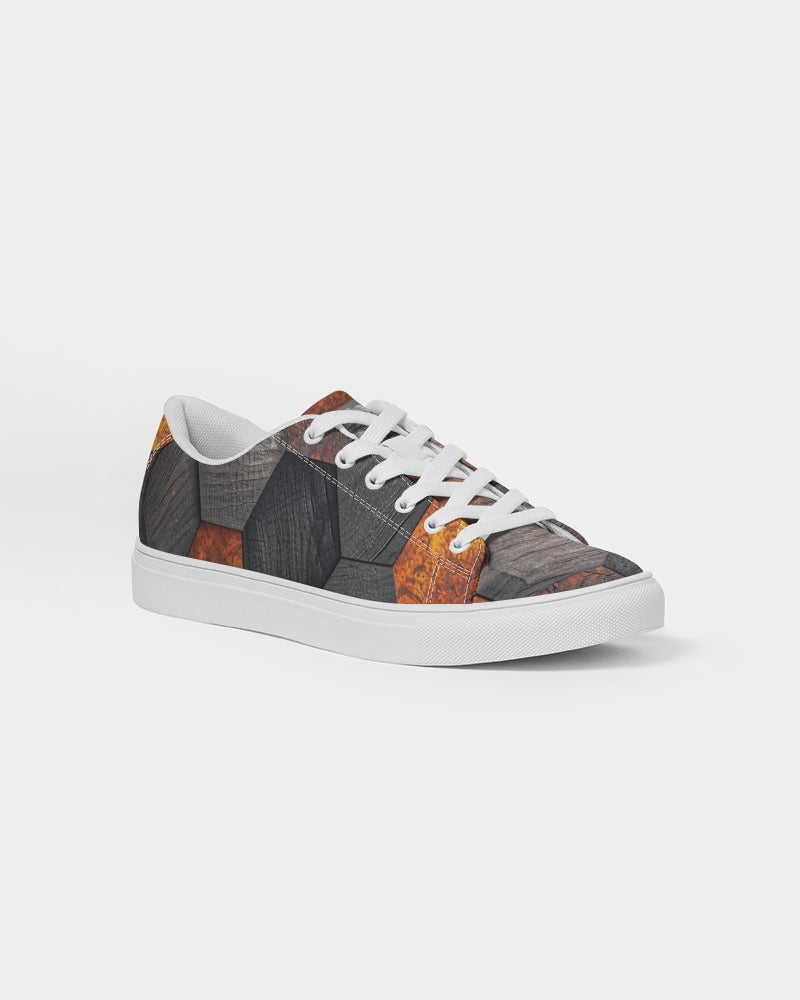 Cool stone hexagon patten 3D Men's Faux-Leather Sneaker