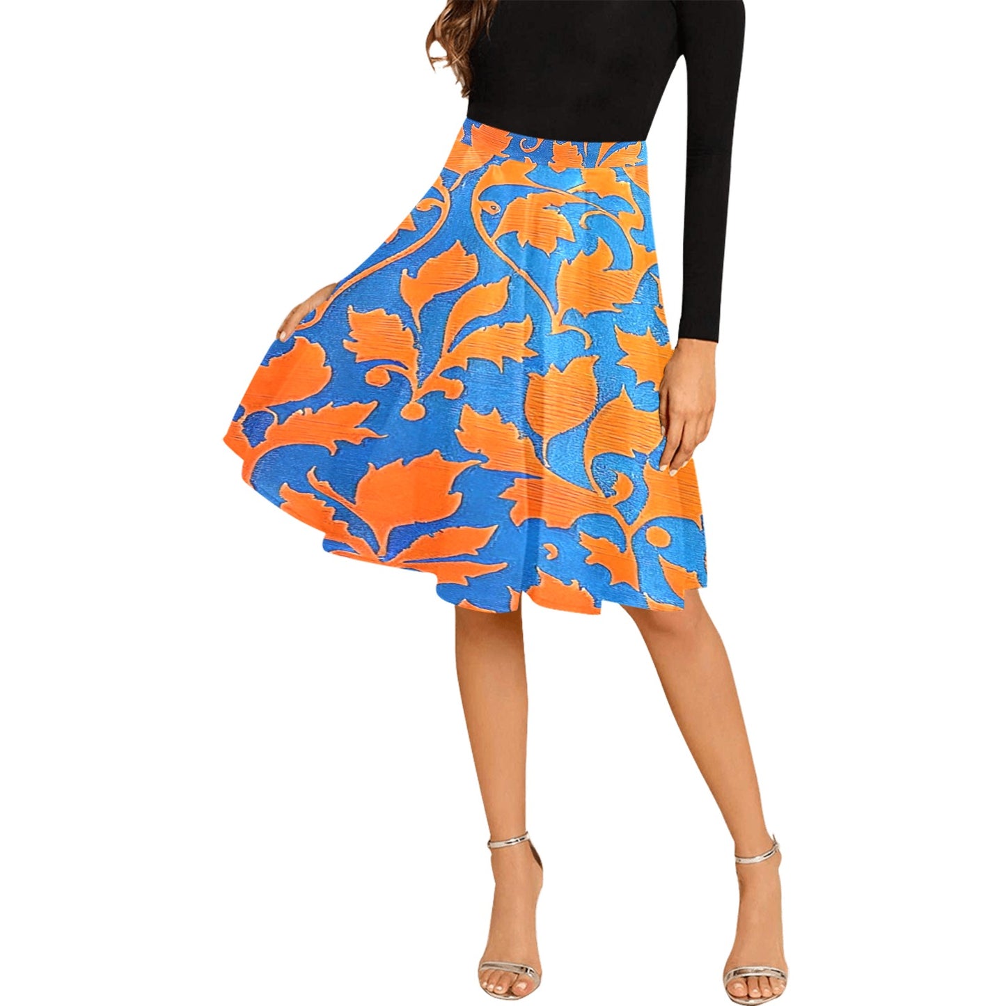 Women's Pleated Midi Skirt (Model D15)